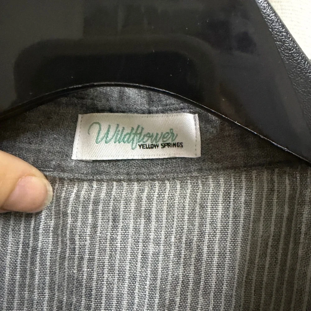 Wildflower Yellow Springs Grey Cotton Gauze Open Front Draped Jacket Small - Picture 4 of 7
